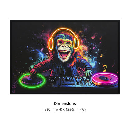 Illuminé Collection LED Wall Art DJ Monkey Illuminated Canvas 123x83cm with UK Plug & ON/OFF Switch