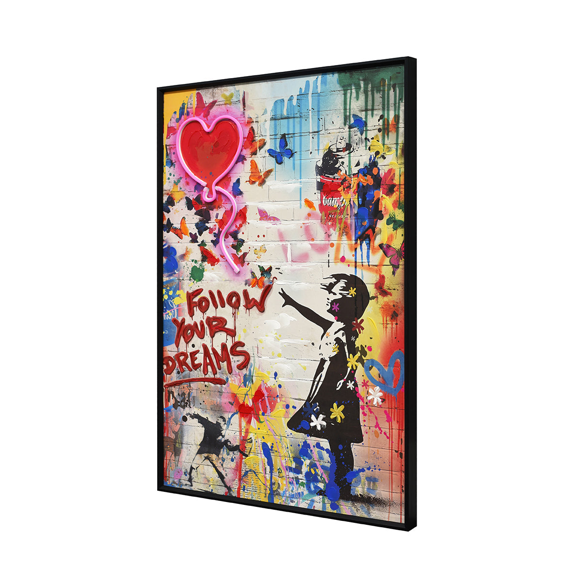 Illuminé Collection LED Wall Art Girl Follow Your Dreams Illuminated Canvas 61.6x91.6cm with UK Plug & ON/OFF Switch