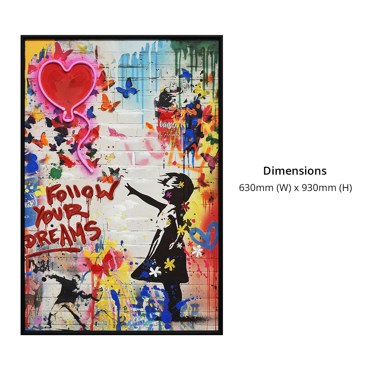 Illuminé Collection LED Wall Art Girl Follow Your Dreams Illuminated Canvas 61.6x91.6cm with UK Plug & ON/OFF Switch