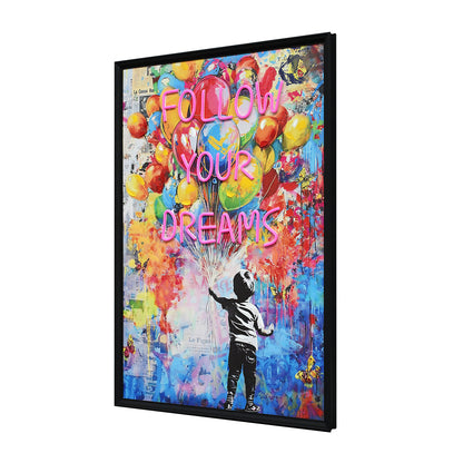 Illuminé Collection LED Wall Art Boy Follow Your Dreams Illuminated Canvas 63x93cm with UK Plug & ON/OFF Switch