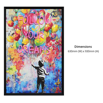Illuminé Collection LED Wall Art Boy Follow Your Dreams Illuminated Canvas 63x93cm with UK Plug & ON/OFF Switch