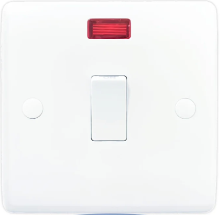 20A Double Pole Switch with Neon - Round Corner