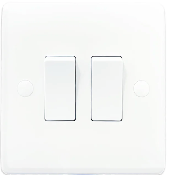 2 Gang 10A 2 Way Light Switch - Round Corner