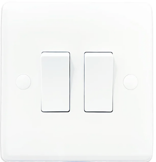 2 Gang 10A 2 Way Light Switch - Round Corner
