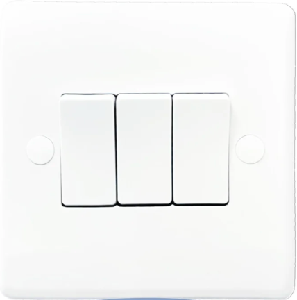 3 Gang 10A 2 Way Light Switch - Round Corner