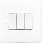3 Gang 10A 2 Way Light Switch - Round Corner