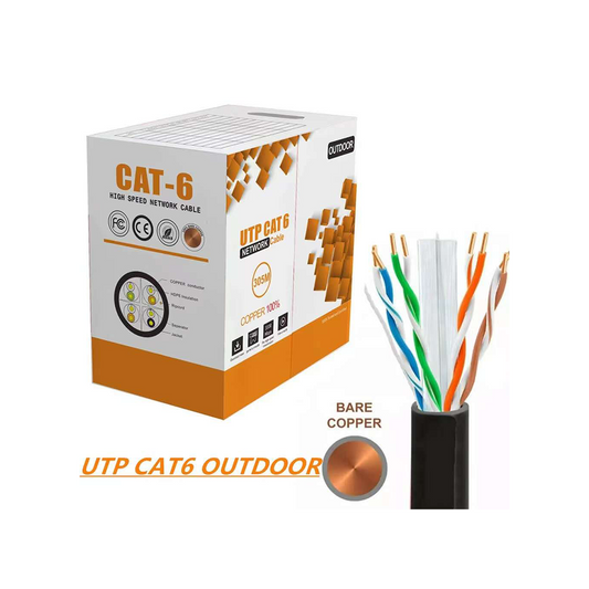 Premium CAT6 100% solid copper 305m outdoor PE , Waterproof, High speed LAN Ethernet Network cable, 4 Twisted Pairs