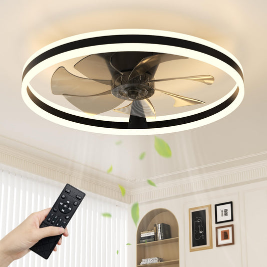 60cm Ceiling Fan with LED Light - Black