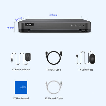 AcuSense 4 Channel 4K Hybrid DVR | DVR-804XT | 8MP @ 8 fps, Facial Recognition, 5-in-1