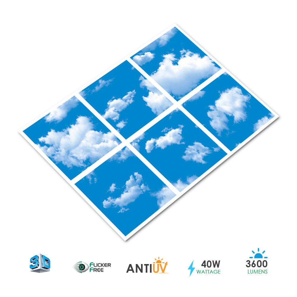 SKY Cloud LED Panel 3D effect 60x60cms 40W set of 6 units