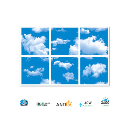 SKY Cloud LED Panel 3D effect 60x60cms 40W set of 6 units