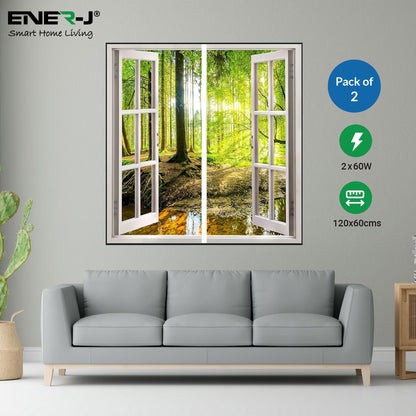 Ener-J LED Landscape Window Panel Set 120x60cm Lush Green Trees 120W