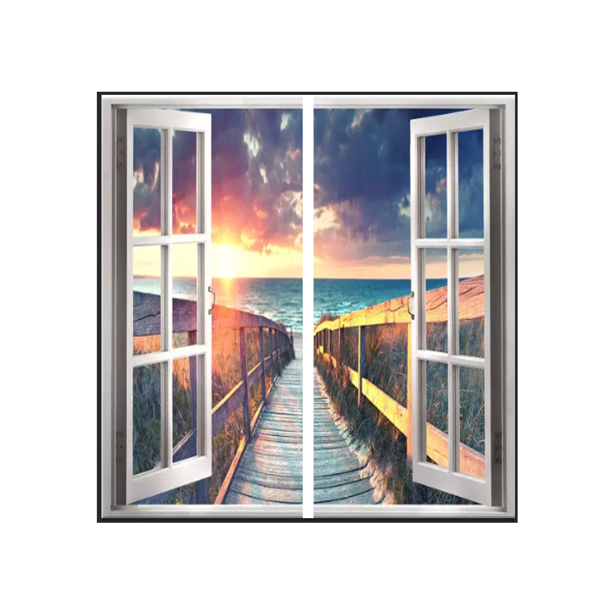 Ener-J LED Landscape Window Panel Set 120x60cm 120W Bridge Beach Design