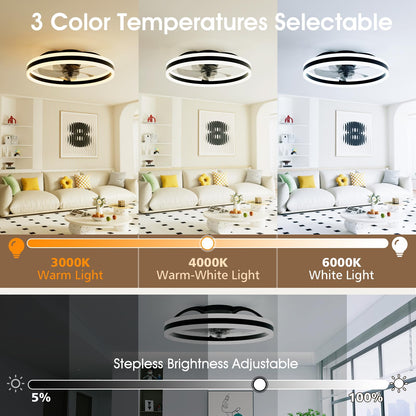 50cm Ceiling Fan with LED Light - Black