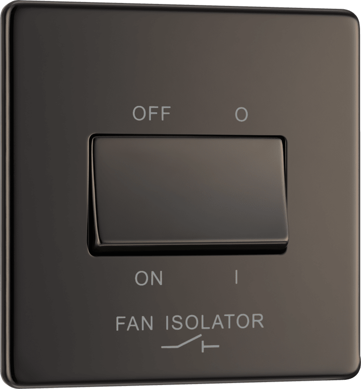 BG Nexus Screwless Flatplate Black Nickel Triple pole fan isolator - FBN15-01