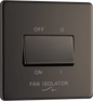 BG Nexus Screwless Flatplate Black Nickel Triple pole fan isolator - FBN15-01
