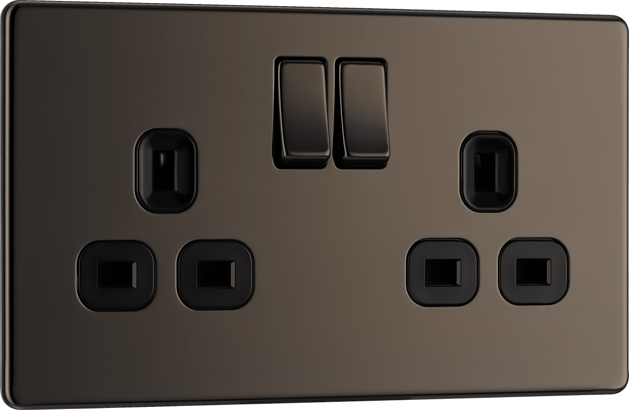 BG Nexus Screwless Flatplate Black Nickel Double switched, double pole - FBN22B-01