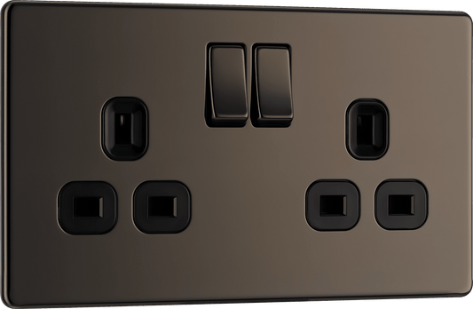 BG Nexus Screwless Flatplate Black Nickel Double switched, double pole - FBN22B-01