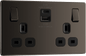 BG Nexus Screwless Flatplate Black Nickel Double switched single pole, with USB A + C (22W) - FBN22UAC22B-01