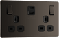 BG Nexus Screwless Flatplate Black Nickel Double switched single pole, with USB A + C (45W) - FBN22UAC45B-01