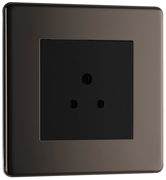 BG Nexus Screwless Flatplate Black Nickel 2A single, unswitched, round pin - FBN28B-01