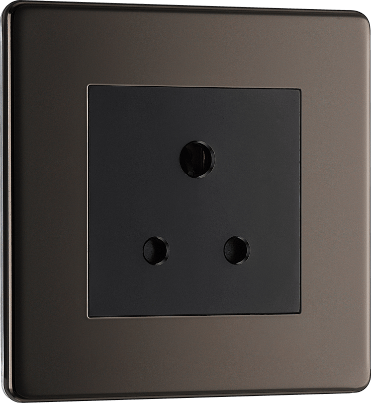 BG Nexus Screwless Flatplate Black Nickel 5A single, unswitched, round pin - FBN29B-01