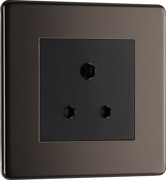 BG Nexus Screwless Flatplate Black Nickel 5A single, unswitched, round pin - FBN29B-01