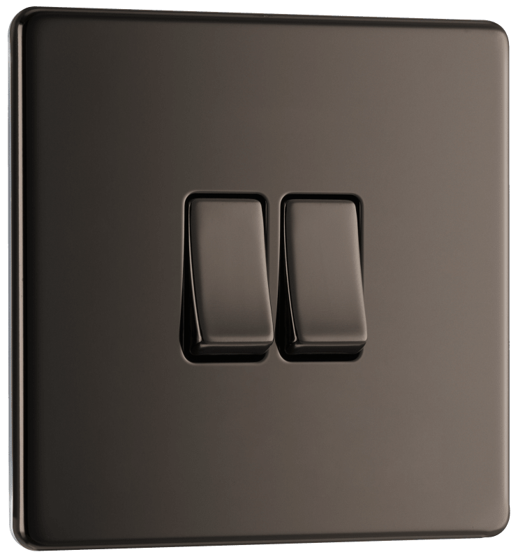 BG Nexus Screwless Flatplate Black Nickel Double 2 way switch - FBN42-01