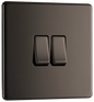 BG Nexus Screwless Flatplate Black Nickel Double 2 way switch - FBN42-01