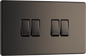 BG Nexus Screwless Flatplate Black Nickel Quadruple 2 way switch - FBN44-01