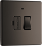 BG Nexus Screwless Flatplate Black Nickel Switched and fused with indicator - FBN52-01