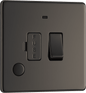 BG Nexus Screwless Flatplate Black Nickel Switched and fused with indicator and flex outlet - FBN53-01