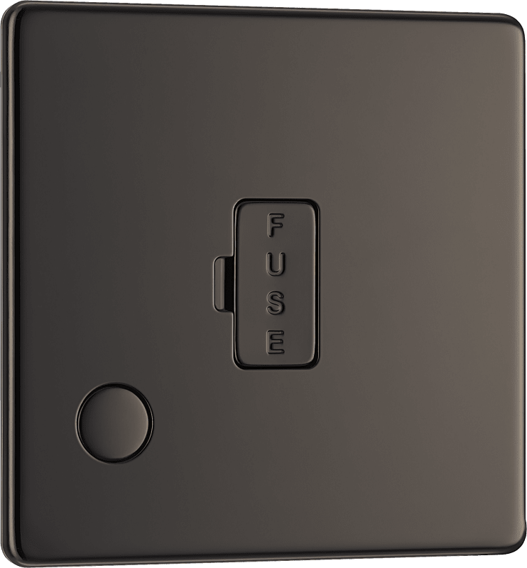 BG Nexus Screwless Flatplate Black Nickel Unswitched and fused with flex outlet - FBN55-01