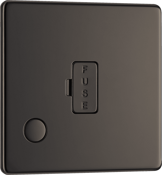 BG Nexus Screwless Flatplate Black Nickel Unswitched and fused with flex outlet - FBN55-01
