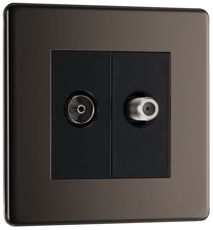 BG Nexus Screwless Flatplate Black Nickel Double satellite and co-axial - FBN65-01