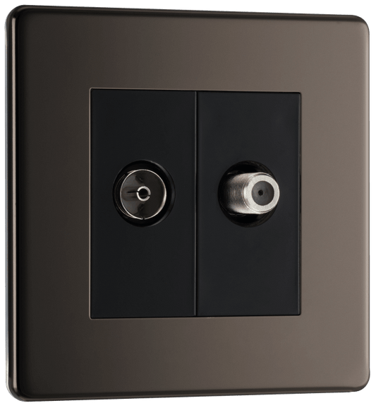 BG Nexus Screwless Flatplate Black Nickel Double satellite and co-axial - FBN65-01