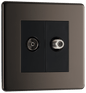 BG Nexus Screwless Flatplate Black Nickel Double satellite and co-axial - FBN65-01