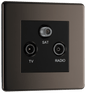 BG Nexus Screwless Flatplate Black Nickel Triple TV/FM/SAT triplex - screened - FBN67-01