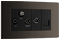 BG Nexus Screwless Flatplate Black Nickel Triplex with BT outlet and co-axial return - screened - FBN68-01