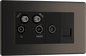 BG Nexus Screwless Flatplate Black Nickel Quadplex 2 x sat, BT outlet and co-ax returned - screened - FBN69-01