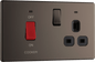 BG Nexus Screwless Flatplate Black Nickel 45A double pole, with switched socket and indicators - FBN70B-01