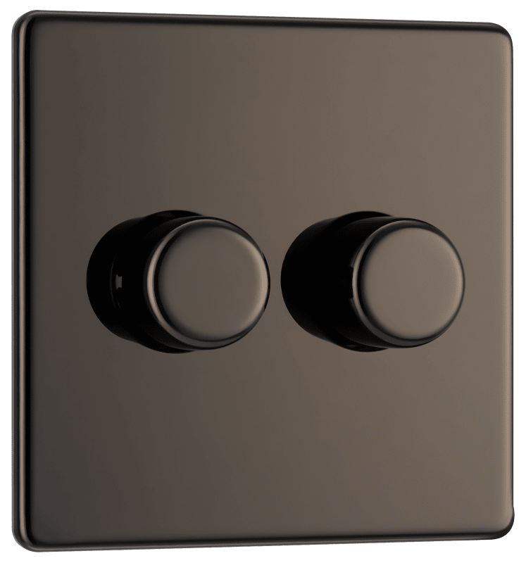 BG Nexus Screwless Flatplate Black Nickel Double 2 way push 200W - FBN82-01