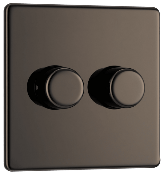 BG Nexus Screwless Flatplate Black Nickel Double 2 way push 200W - FBN82-01