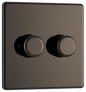 BG Nexus Screwless Flatplate Black Nickel Double 2 way push 200W - FBN82-01