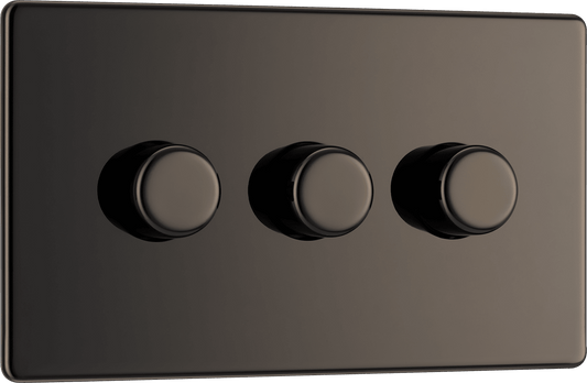 BG Nexus Screwless Flatplate Black Nickel Triple 2 way push 200W - FBN83-01