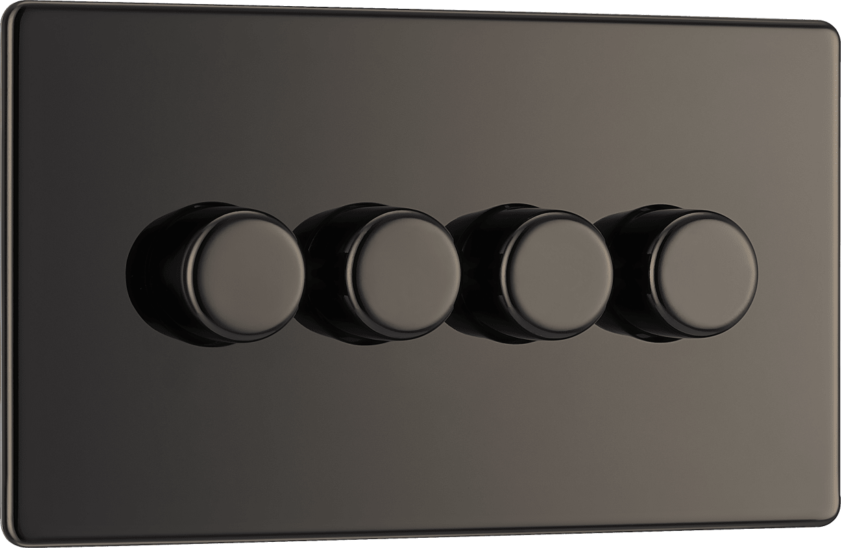 BG Nexus Screwless Flatplate Black Nickel Quadruple, 2 way push 200W - FBN84-01
