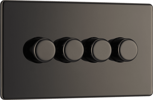 BG Nexus Screwless Flatplate Black Nickel Quadruple, 2 way push 200W - FBN84-01