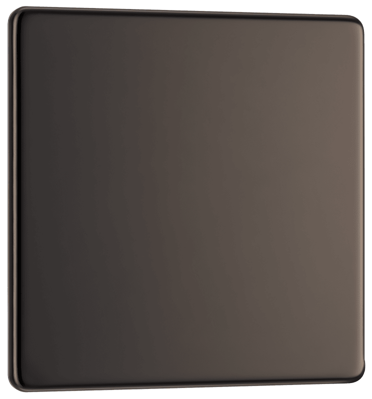 BG Nexus Screwless Flatplate Black Nickel Single, blank plate - FBN94-01
