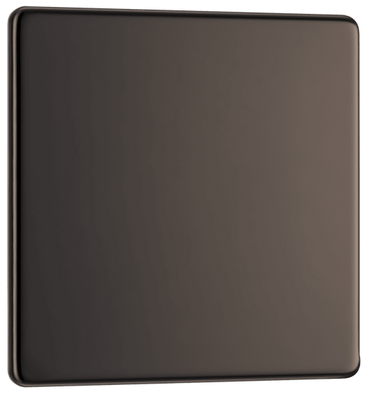 BG Nexus Screwless Flatplate Black Nickel Single, blank plate - FBN94-01