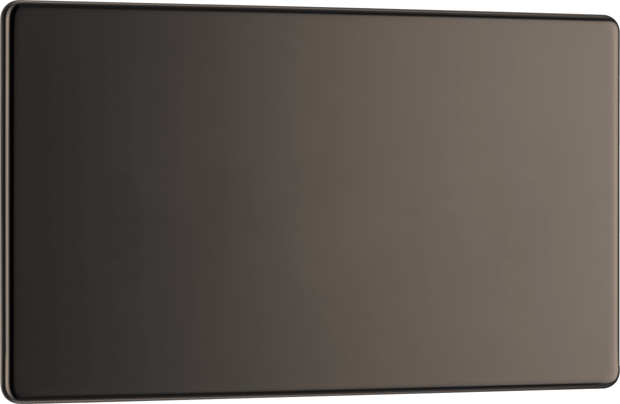 BG Nexus Screwless Flatplate Black Nickel Double, blank plate - FBN95-01